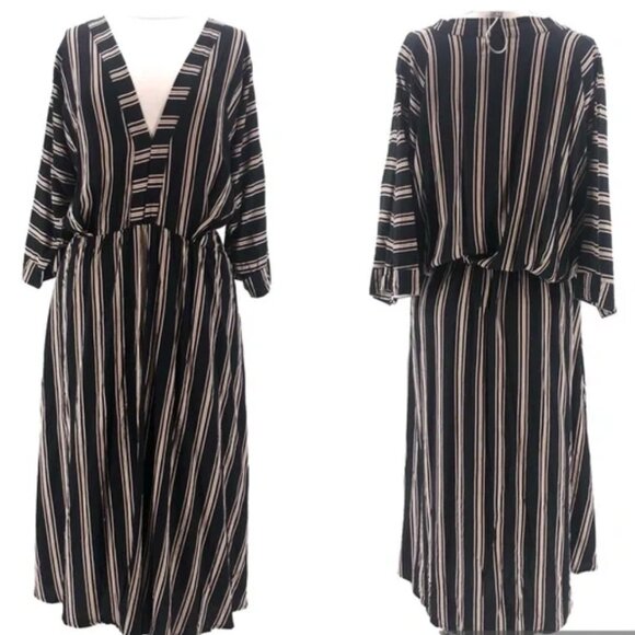 Anthropologie uma & leopold medium v-neck striped kaftan dress. - Picture 3 of 3